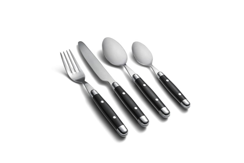 Cambridge Silverware Set, Jubilee Black 16-Piece Flatware Set, Service For 4, 18/0 Stainless Steel, Dishwasher Safe, Knives Spoons And Forks Set, Home And Kitchen Utensils(Black/Silver, 16 Pieces) - Image 3